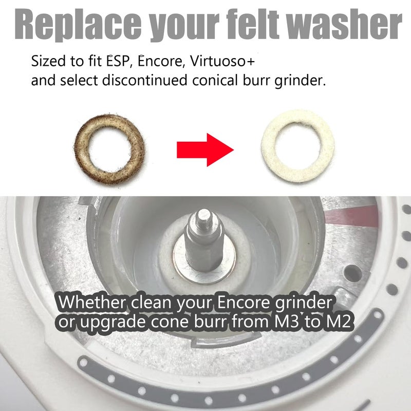 QHAND Felt Washer Replacement Compatible with Baratza Encore ESP, 6 PCS Felt Rings for Baratza Encore and Virtuoso+ - Image 5